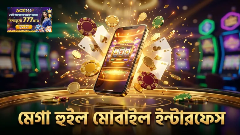 মেগা হুইল গেমের মোবাইল ইন্টারফেস ও বাজি অপশন দেখাচ্ছে
